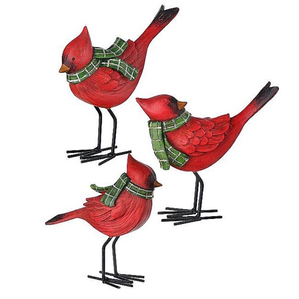 5 Inch Cardinal Figurines With Scarves Set of 3 by Valerie Parr Hill